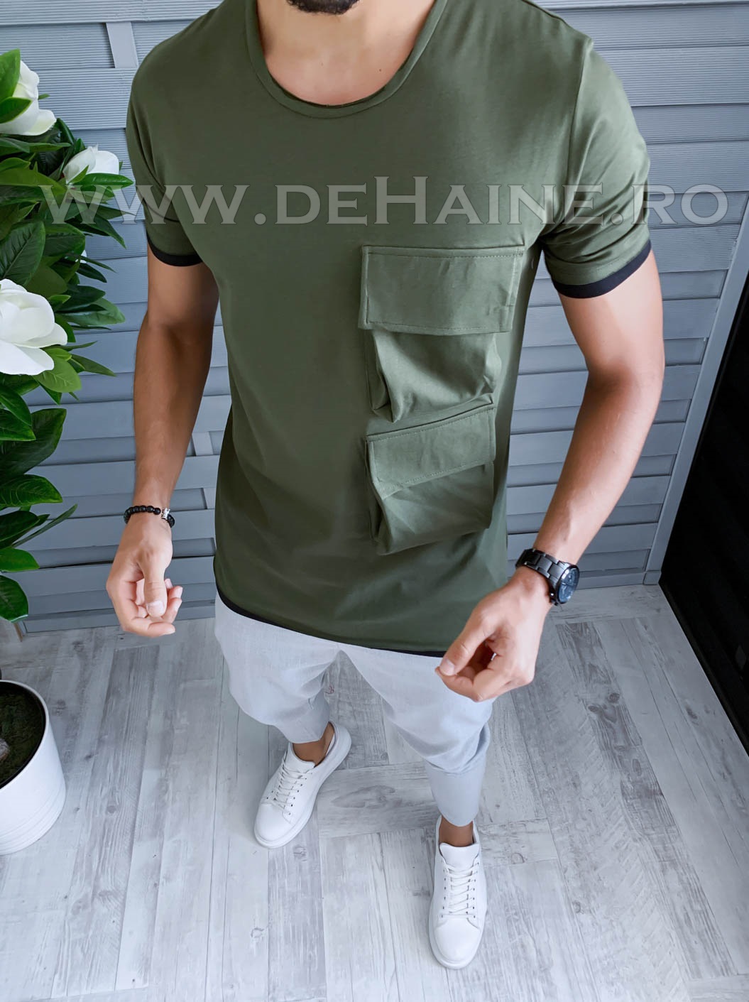 Tricou barbati kaki slim fit vagabond b1956 p17-4*